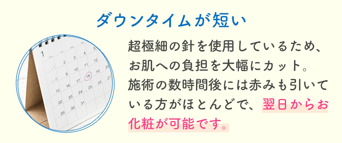 ダウンタイムが短い