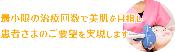最小限の治療回数で美肌を目指し患者さまのご要望を実現します