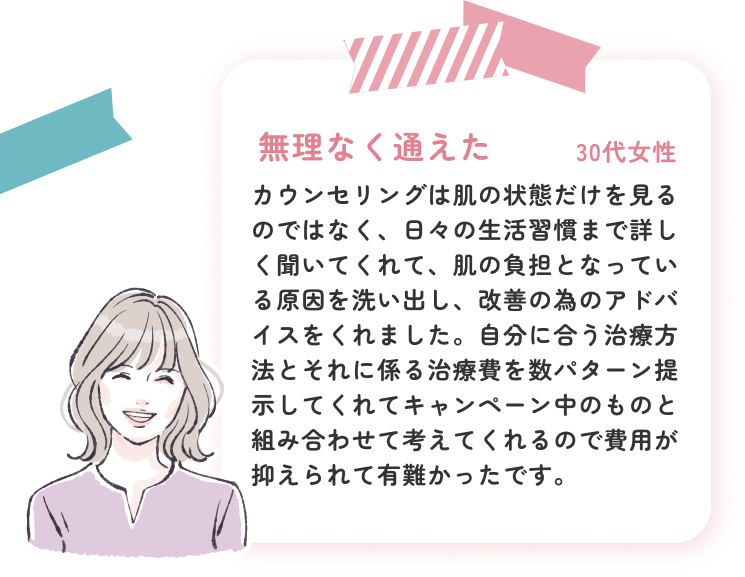 実際に施術を受けた方の声ー30代女性