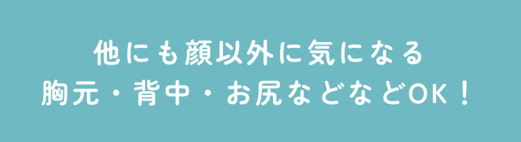 他にも顔以外に気になる胸元・背中・お尻などなどOK！